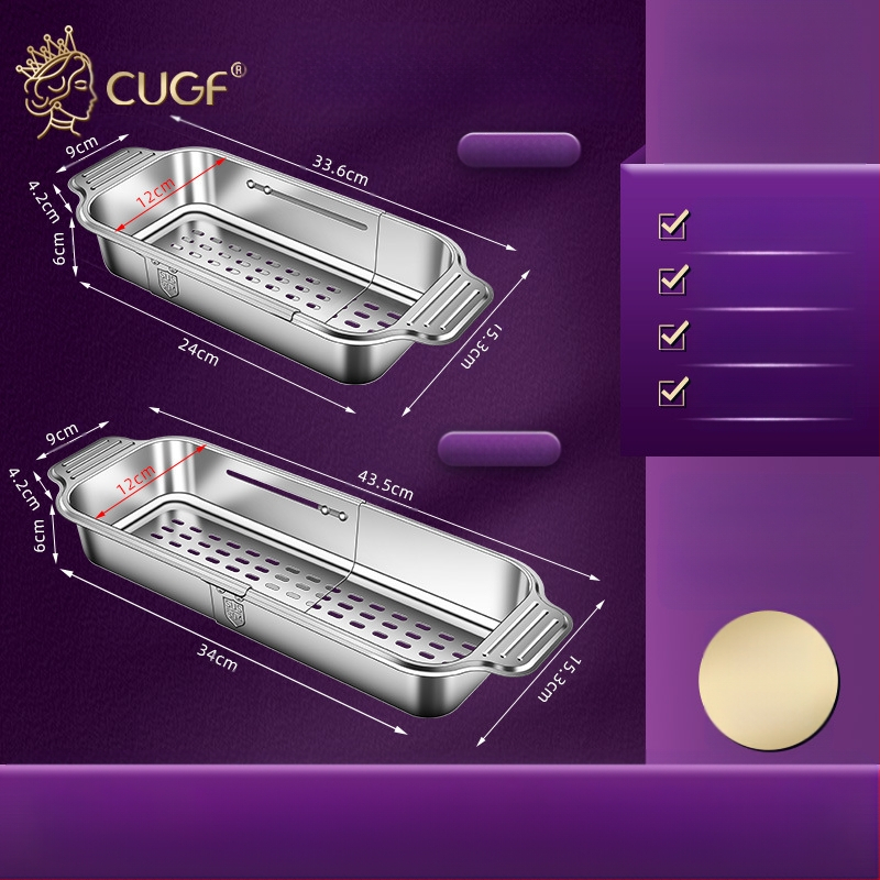 304 roostevabast terasest köögisissetõmmatav nõudepesumasin, suur äravoolurest, multifunktsionaalne ristkülikukujuline valamufiltririiul