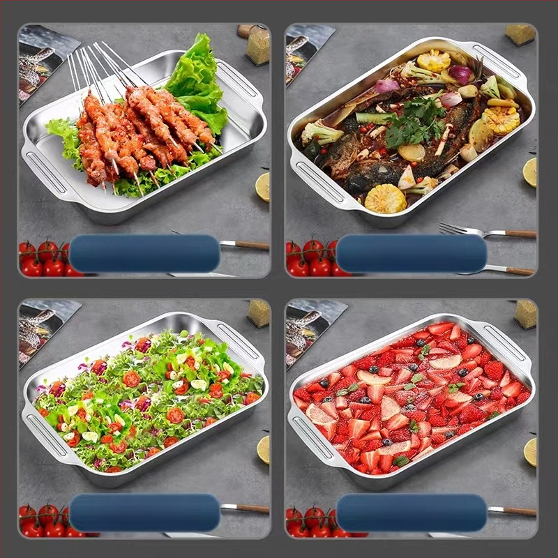 Roostevabast terasest kalagrilli pliit ristkülikukujuline majapidamise sügav plaat induktsioonpliit spetsiaalne pott Korea kandik küpsetusplaat kalagrilli pliit plaat