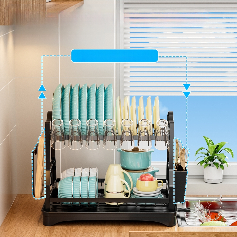Tarpvalstybinė virtuvės indų lentynėlė Indų lentynėlė Dvisluoksnė stalviršio spintelės laikymo lentynėlė Nuimama stalo įrankių laikymo lentynėlė
