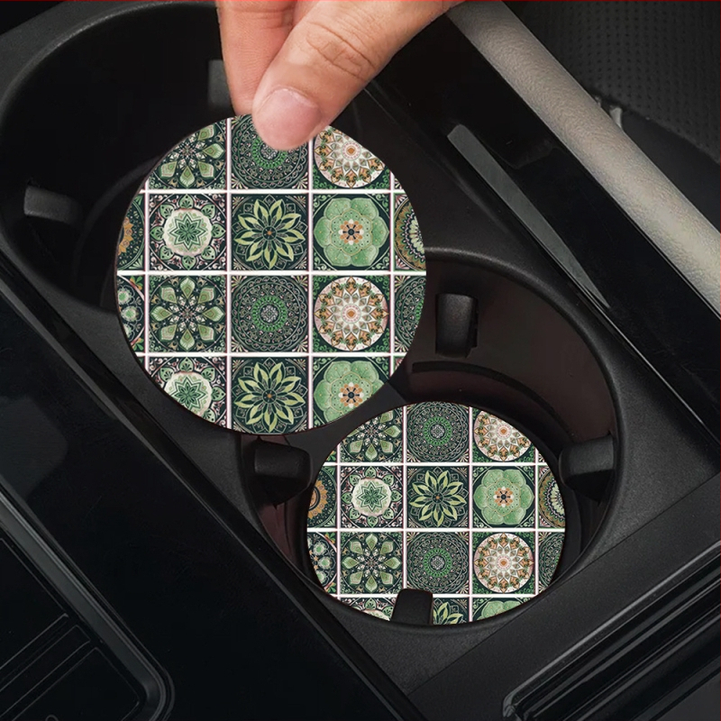 Tarpvalstybinis sprogstamasis aliejinis paveikslas, gėlių spausdinimas, padėkliukai, automobilio puodelio kilimėlis, automobilio puodelio laikiklis, šilumos izoliacinis kilimėlis, automobilio dekoravimas