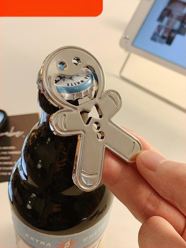 Loominguline piparkoogimehe pudeliavaja roostevabast terasest punase veini õlle soodaavaja magnetiline külmkapi kleebis interneti pidulik