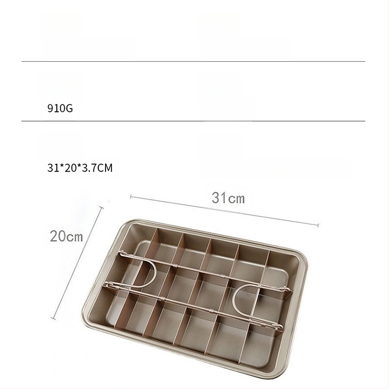 Trijų dalių braunio torto forma, senovinis rytinis tortas, kiniško kiniško pyrago forma, stačiakampė neprideganti languota kepimo skarda