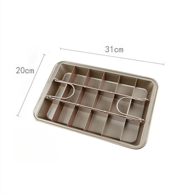 Trijų dalių braunio torto forma, senovinis rytinis tortas, kiniško kiniško pyrago forma, stačiakampė neprideganti languota kepimo skarda