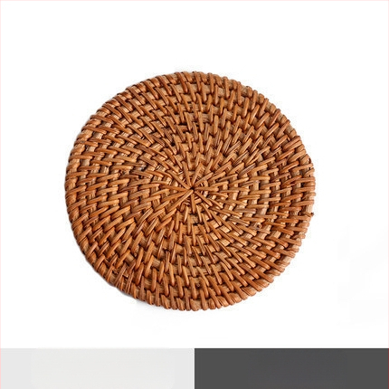 Padėkliukų audinys, vietnamietiškas senas rotango kilimėlis, arbatos rinkinys, rankų darbo padėkliukas, stalas, rotango kilimėlis, izoliuotas indų kilimėlis, dubuo, kūrybingas violetinis molinis puodas, kilimėlis