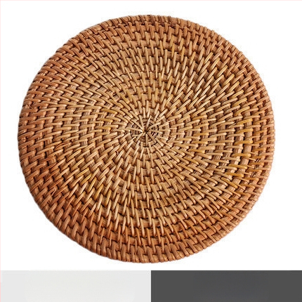 Padėkliukų audinys, vietnamietiškas senas rotango kilimėlis, arbatos rinkinys, rankų darbo padėkliukas, stalas, rotango kilimėlis, izoliuotas indų kilimėlis, dubuo, kūrybingas violetinis molinis puodas, kilimėlis