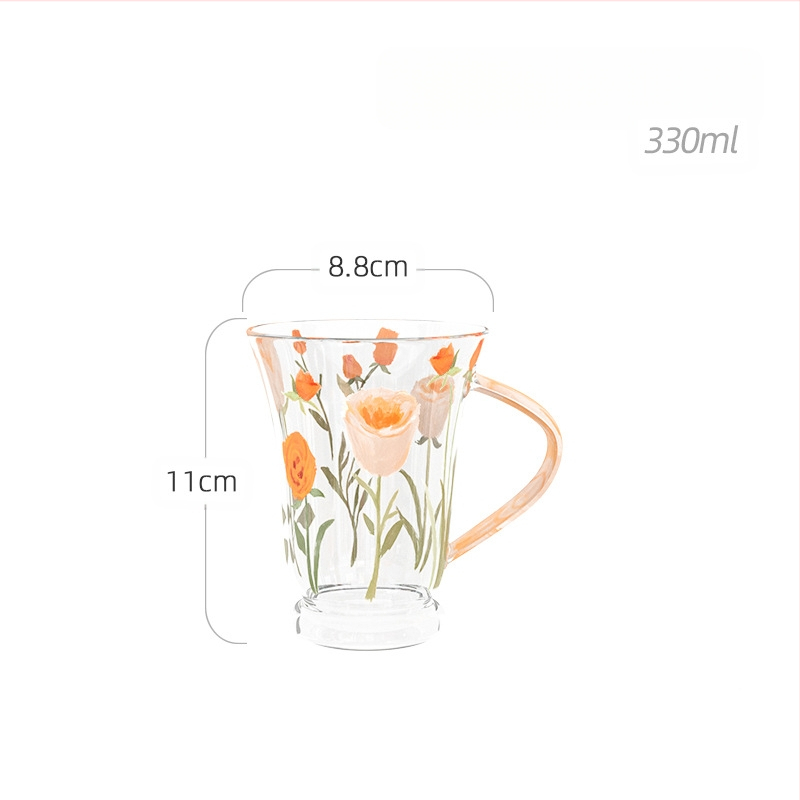 Γυάλινο ποτήρι Tulip για οικιακή χρήση, υψηλής αξίας, ποτήρι νερού, φλιτζάνι υψηλής θερμοκρασίας για αέρα, φλιτζάνι καφέ, φλιτζάνι τσαγιού λουλουδιών, φλιτζάνι για κορίτσια