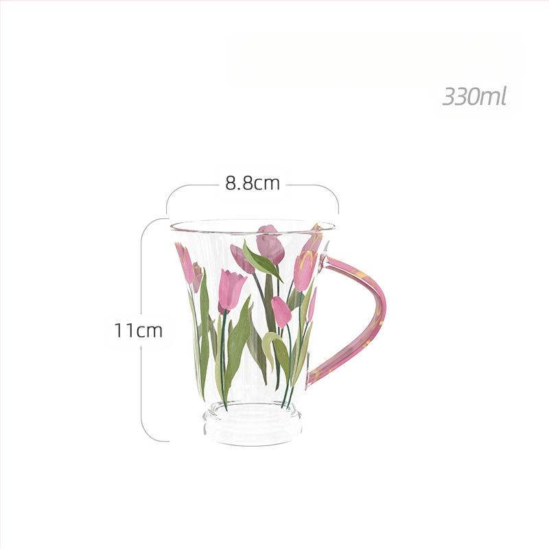 Γυάλινο ποτήρι Tulip για οικιακή χρήση, υψηλής αξίας, ποτήρι νερού, φλιτζάνι υψηλής θερμοκρασίας για αέρα, φλιτζάνι καφέ, φλιτζάνι τσαγιού λουλουδιών, φλιτζάνι για κορίτσια