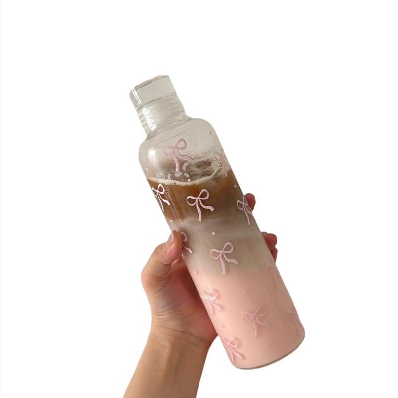 Originalus „Bow“ nišinio dizaino patogus puodelis, 500 ml, atsparus karščiui, didelės talpos plastikinis puodelis, didelės spalvos vertės skalės vandens puodelis