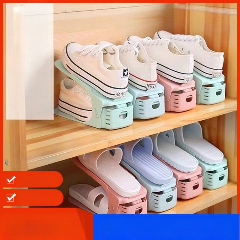 Nastaviteľný úložný dvojvrstvový zahustený stojan na topánky, vrstvený držiak na topánky, stojan na topánky do domácnosti, skrinka na topánky