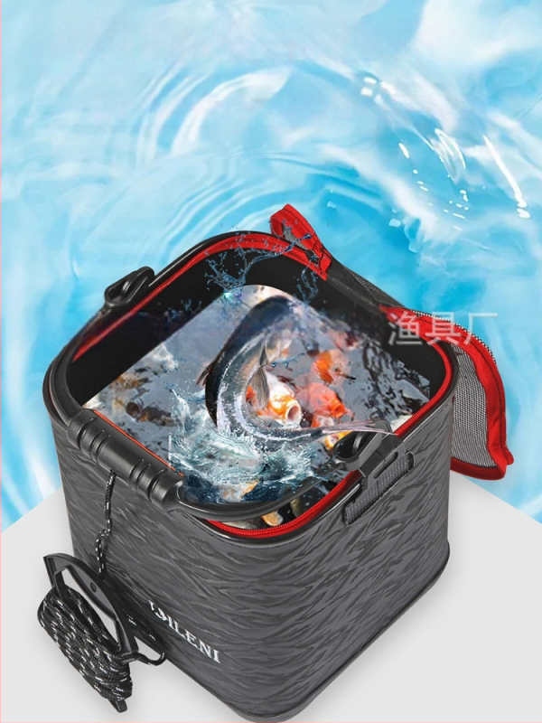 Eva sulankstomas vandens kibiras 6 m vandens kibiras žvejybos kibiras kūrybingas vandens banguotas žuvų kibiras su tinklu ir sustorintas