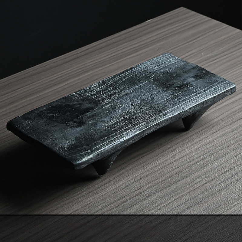 Karbonizuoto medžio arbatos staliukas, sausas burbulinis padėklas, japoniško stiliaus, kvailo stiliaus, vintažinis padėklas, buitinės arbatos ceremonijos aksesuarai, viso kvadrato formos arbatos padėklas