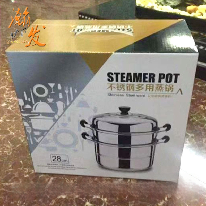 Самостоятелно продаваща се неръждаема стомана 28 см параход, многослойна супа параход с двойна решетка, тенджера от неръждаема стомана, подарък на едро