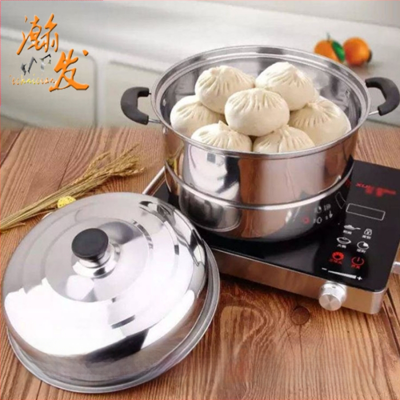 Самостоятелно продаваща се неръждаема стомана 28 см параход, многослойна супа параход с двойна решетка, тенджера от неръждаема стомана, подарък на едро