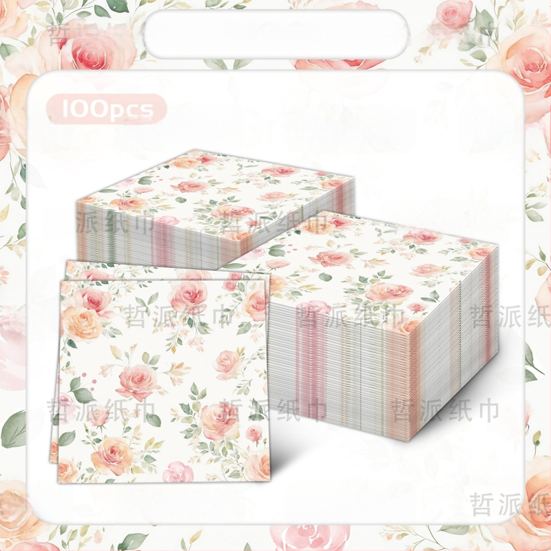 Салфетка за декорация на домашно парти с принт на розово шампанско през граница [готова наличност]