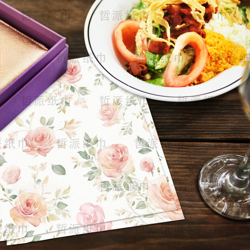 Салфетка за декорация на домашно парти с принт на розово шампанско през граница [готова наличност]