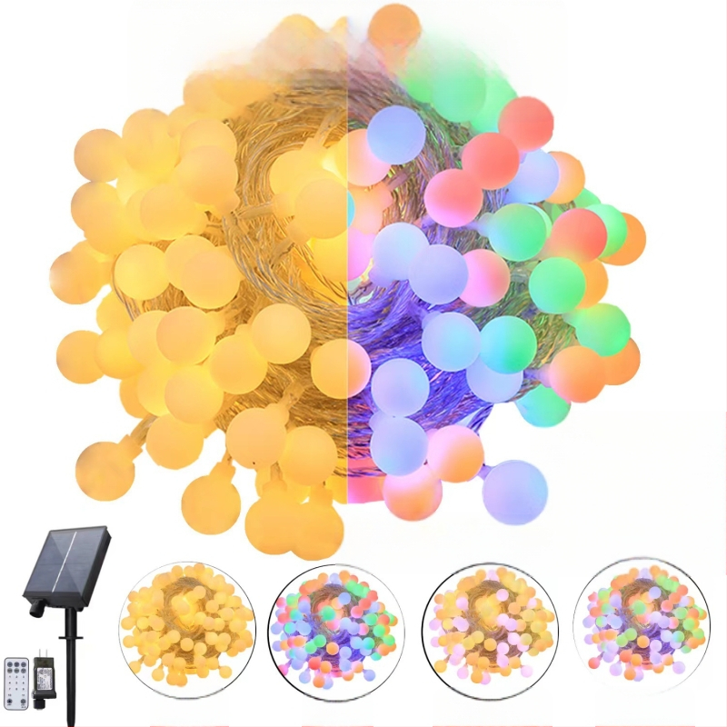 Nauja saulės matinio rutulinio šviestuvo virvelė lauko kempingui, atspari vandeniui, antifrizo atmosferos lempa, kiemo dekoracija, begalinė spalvą keičianti lempa