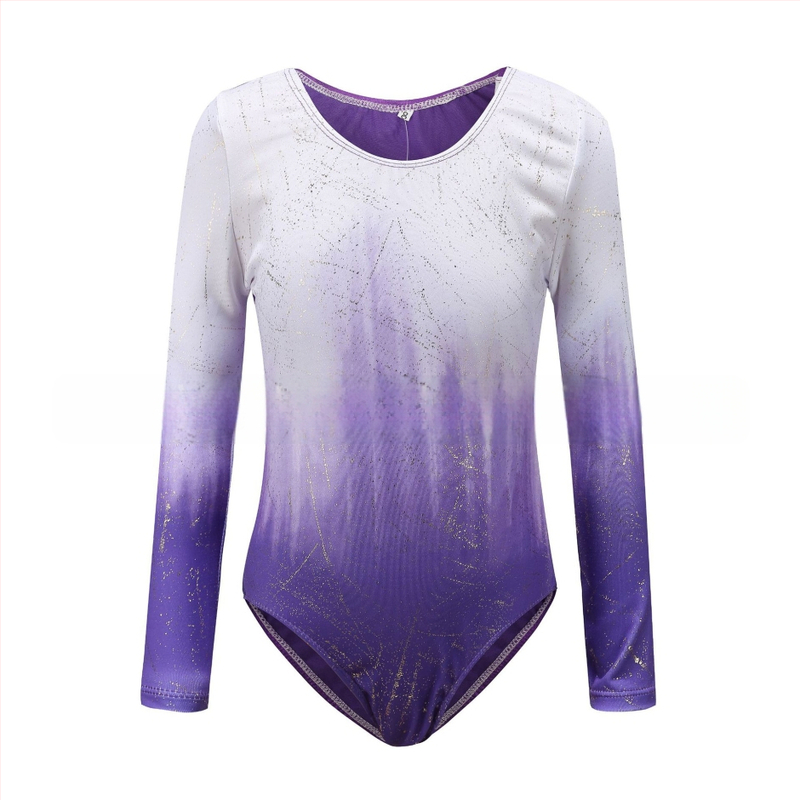 Augstas elastības bērnu vingrošanas apģērbs ar garām piedurknēm meitenēm baleta deju apģērbs vingrošanas apģērbs deju apģērbs priekšnesumu apģērbs deja