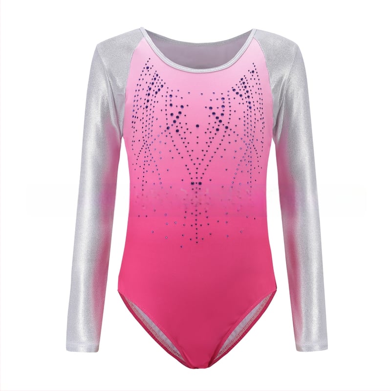 Augstas elastības bērnu vingrošanas apģērbs ar garām piedurknēm meitenēm baleta deju apģērbs vingrošanas apģērbs deju apģērbs priekšnesumu apģērbs deja