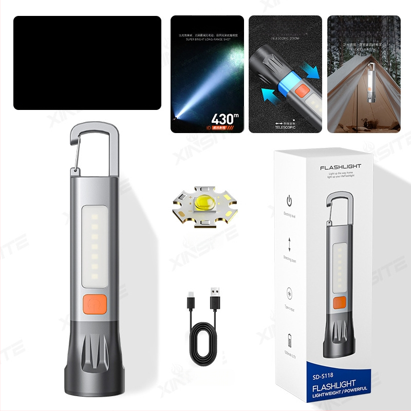 Stiprus žibintuvėlis, daugiafunkcis įkraunamas, namams, stovyklavimui, patvarus, lauko, itin ryškus, mini, didelio nuotolio nešiojamas žibintuvėlis