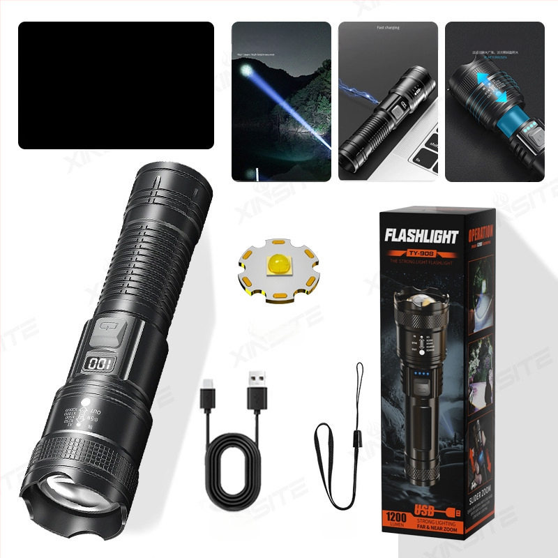 Stiprus žibintuvėlis, daugiafunkcis įkraunamas, namams, stovyklavimui, patvarus, lauko, itin ryškus, mini, didelio nuotolio nešiojamas žibintuvėlis