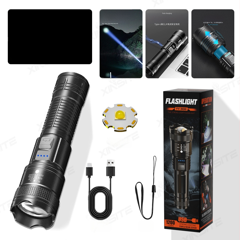 Stiprus žibintuvėlis, daugiafunkcis įkraunamas, namams, stovyklavimui, patvarus, lauko, itin ryškus, mini, didelio nuotolio nešiojamas žibintuvėlis