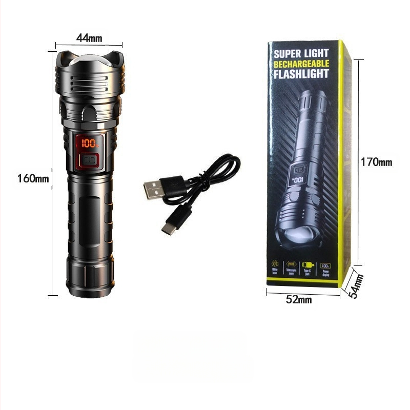Stiprus žibintuvėlis, daugiafunkcis įkraunamas, namams, stovyklavimui, patvarus, lauko, itin ryškus, mini, didelio nuotolio nešiojamas žibintuvėlis