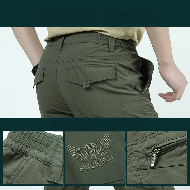 Колан за летни бързосъхнещи дрехи, комплект панталони, мъжки тънък костюм за планинарство на открито, голям размер, работно облекло 1025