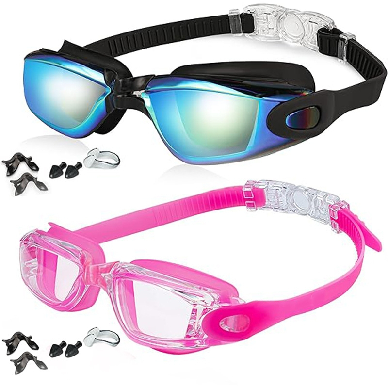 Dviejų dalių silikoniniai, vandeniui atsparūs, nerasojantys, HD plaukimo akiniai, skirti suaugusiems ir unisex plaukimo akiniams, skirti tarpvalstybiniams sprogimams.