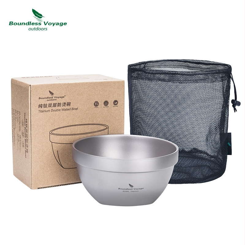 Biwei puhtast titaanist kahekihiline kauss, õues kasutamiseks mõeldud telkimis- ja piknikukauss, riisikauss, köögiviljakauss, supikauss, salahikauss, ülikerge kiirnuudlikauss