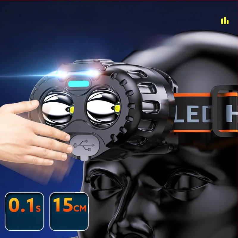 Piiriülene LED-multifunktsionaalne esitule välistingimustes kasutatav tugev valguskalastuskaevuri lamp pika akueaga USB-laadimisega kaasaskantav induktsioontulelatern