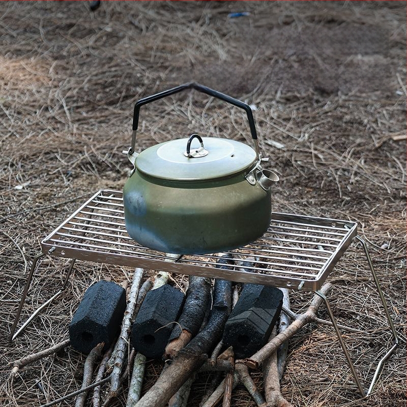 Mugav kokkupandav grill, multifunktsionaalne toiduvalmistamisrest, roostevabast terasest pliidihoidik, BBQ-grill, võrgust rest, matkapotialus