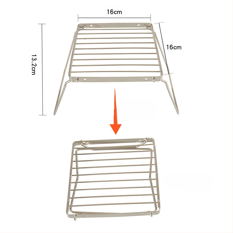 Mugav kokkupandav grill, multifunktsionaalne toiduvalmistamisrest, roostevabast terasest pliidihoidik, BBQ-grill, võrgust rest, matkapotialus
