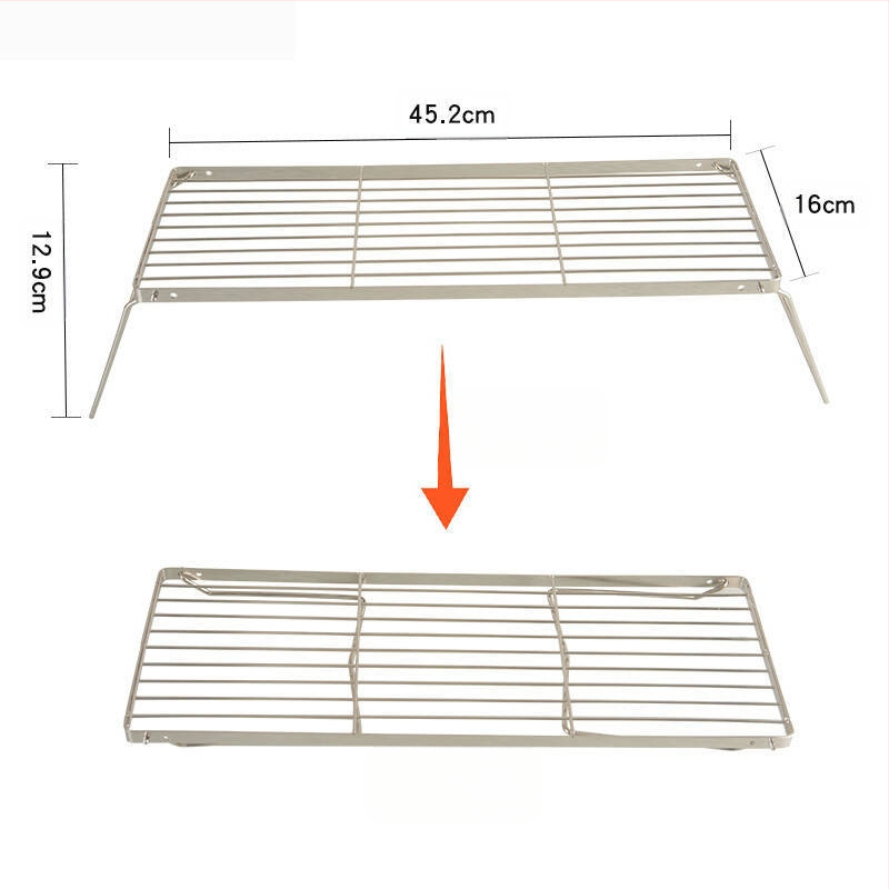 Mugav kokkupandav grill, multifunktsionaalne toiduvalmistamisrest, roostevabast terasest pliidihoidik, BBQ-grill, võrgust rest, matkapotialus