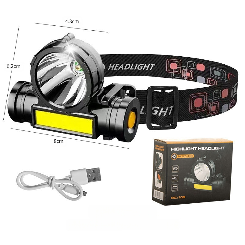 Piiriülene esitule välistingimustes kasutatav kobak-esitule tugev valgus laetav pea külge kinnitatav üliere pika ulatusega LED-ülipikk kaevurilamp taskulamp