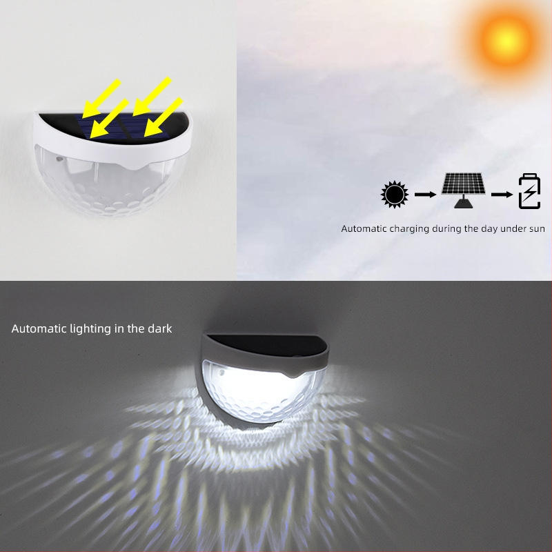 „Amazon“ saulės energija varomas LED sieninis šviestuvas, pusapvalis sodo atmosferos šviestuvas, baseino tvoros šviestuvas, saulės energija varomas sodo šviestuvas