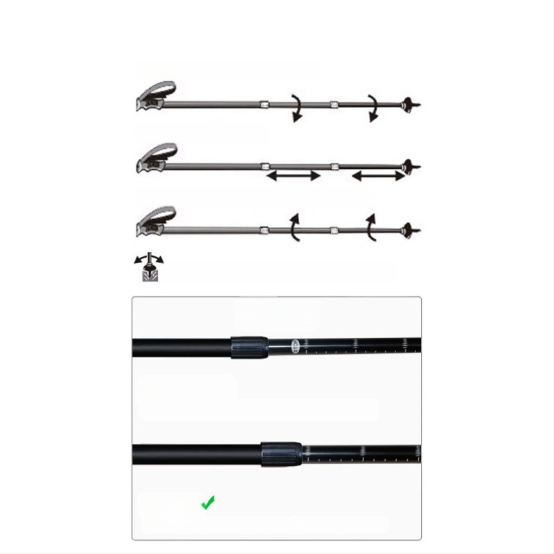 Alpinizmo personalo lazda iš anglies pluošto teleskopinės sulankstomos lazdos, profesionali lauko žygių kalnų laipiojimo įranga, neslystanti ramentė