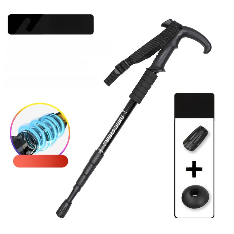 Alpinizmo personalo lazda iš anglies pluošto teleskopinės sulankstomos lazdos, profesionali lauko žygių kalnų laipiojimo įranga, neslystanti ramentė