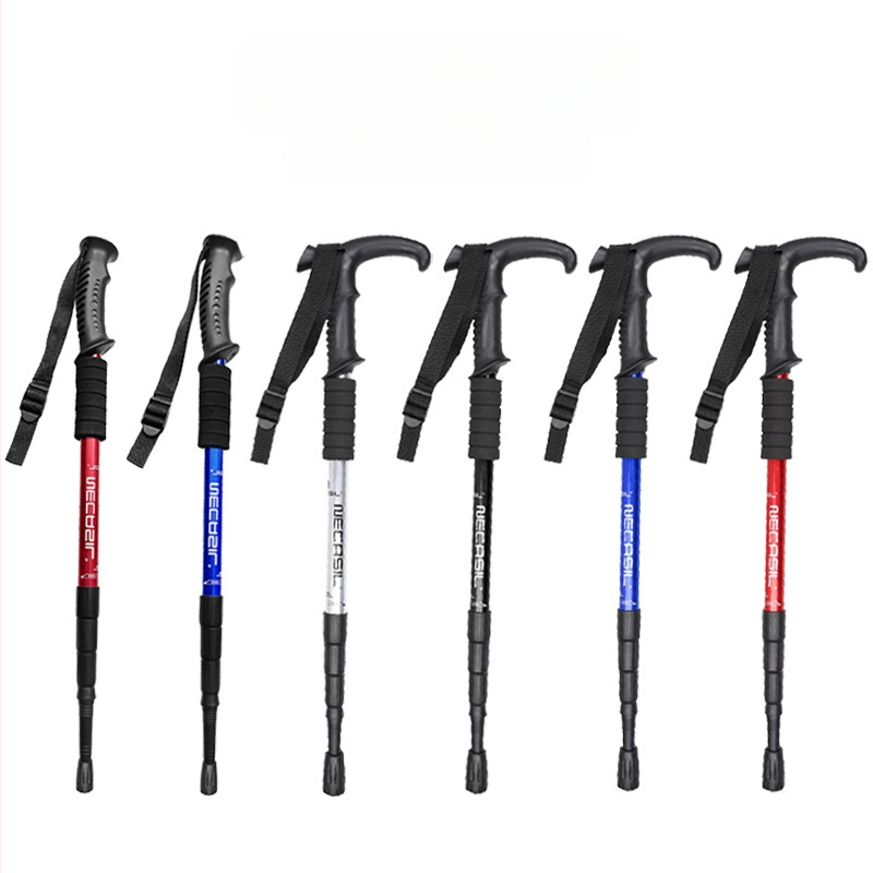 Alpinizmo personalo lazda iš anglies pluošto teleskopinės sulankstomos lazdos, profesionali lauko žygių kalnų laipiojimo įranga, neslystanti ramentė
