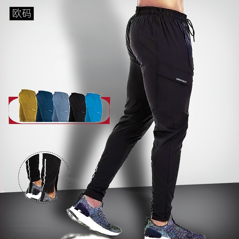 Тънки мъжки панталони за летни спортове, бягане на открито, фитнес, еластични, бързосъхнещи, спортни панталони, големи размери, висок клас