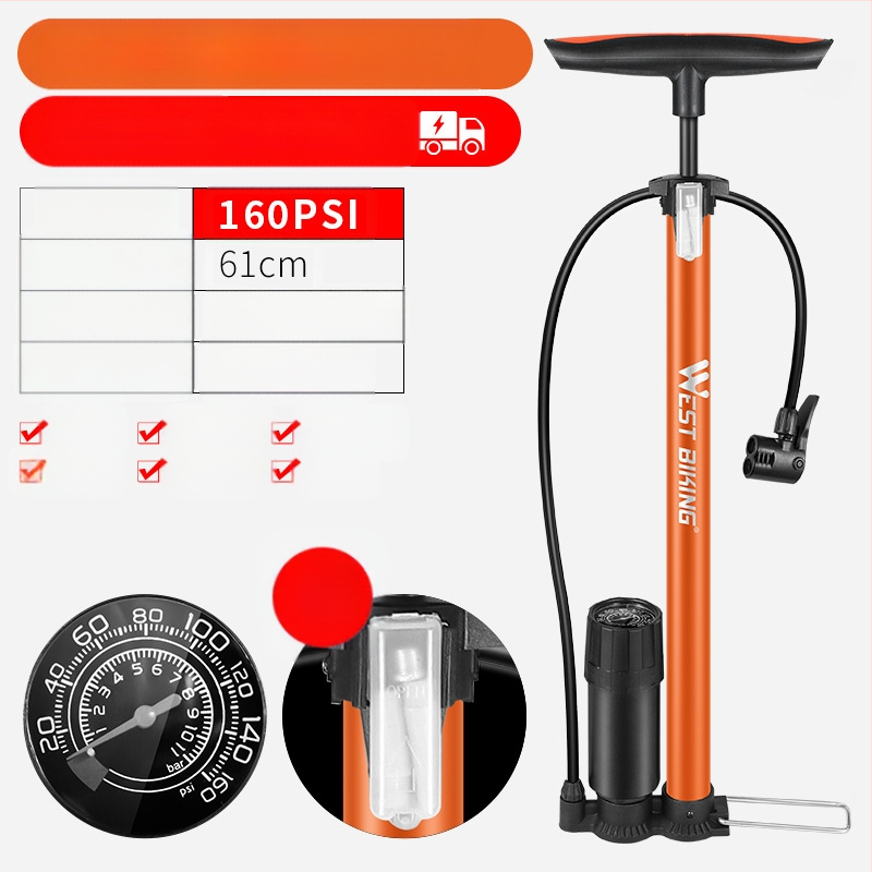 „West Rider“ aukšto slėgio siurblys kalnų dviračiui, nešiojamam automobiliui, krepšiniui, akumuliatoriui, automobiliui, motociklui, siurbliui