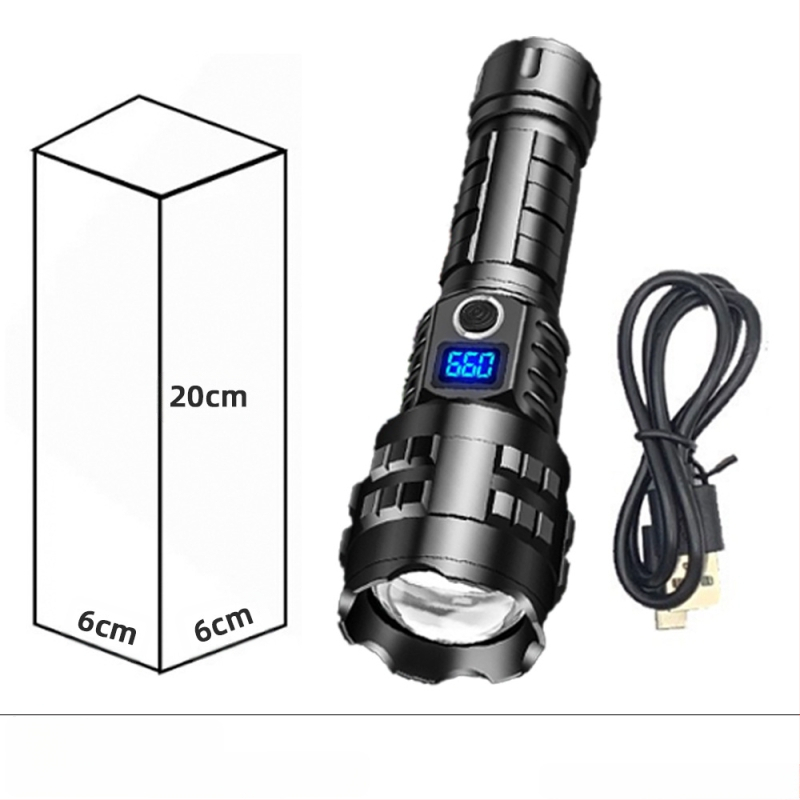 Piiriüleselt müüdavad alumiiniumisulamist taskulampide tootjad hulgimüügis multifunktsionaalne suure luumeniga laadiv välistingimustes kasutatav tugeva valgusega LED-taskulamp