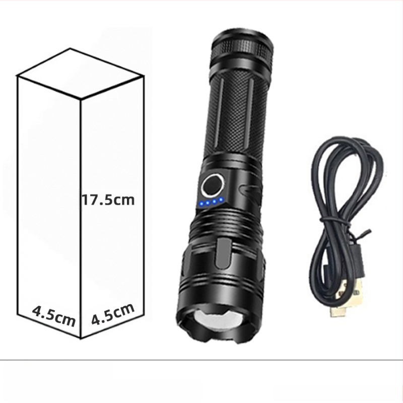 Piiriüleselt müüdavad alumiiniumisulamist taskulampide tootjad hulgimüügis multifunktsionaalne suure luumeniga laadiv välistingimustes kasutatav tugeva valgusega LED-taskulamp