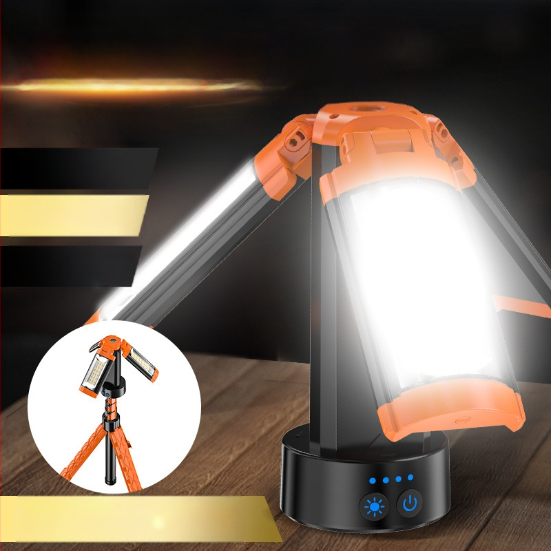 Naujas trijų puslapių 1,8 m laikiklis, stiprios šviesos įkrovimo stovyklavimo žibintas, lauko ir ilgo ištvermės avarinis darbo žibintas