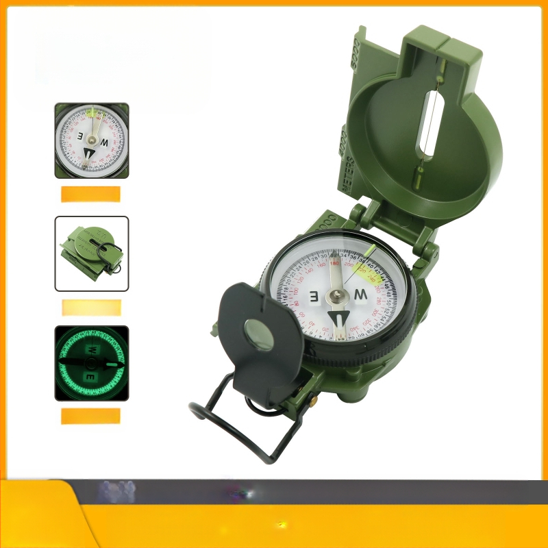 Välistingimustes kasutatav multifunktsionaalne kompass telkimiseks, maastikul kasutamiseks, põhjapoolse geoloogia kompass, Ameerika sõduri lahinguvarustus, metall
