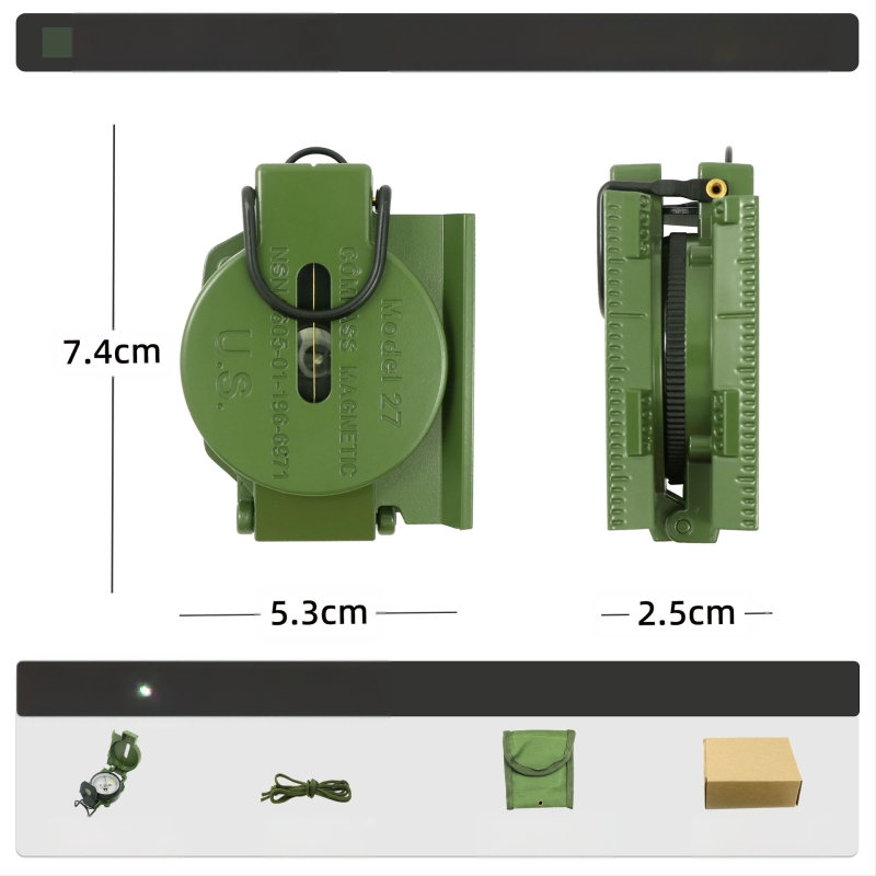 Välistingimustes kasutatav multifunktsionaalne kompass telkimiseks, maastikul kasutamiseks, põhjapoolse geoloogia kompass, Ameerika sõduri lahinguvarustus, metall