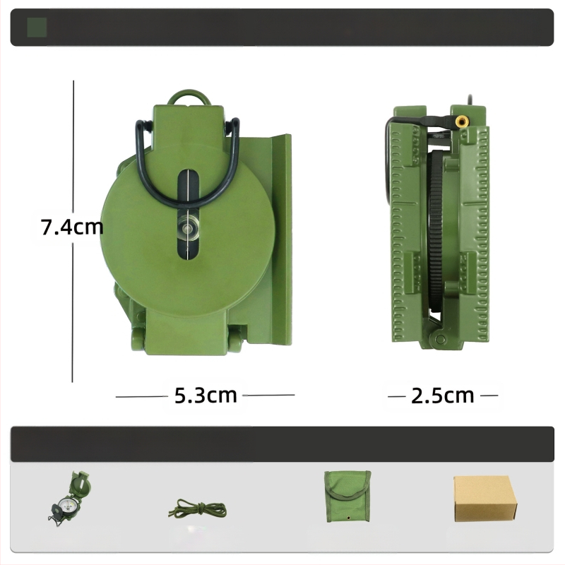 Välistingimustes kasutatav multifunktsionaalne kompass telkimiseks, maastikul kasutamiseks, põhjapoolse geoloogia kompass, Ameerika sõduri lahinguvarustus, metall