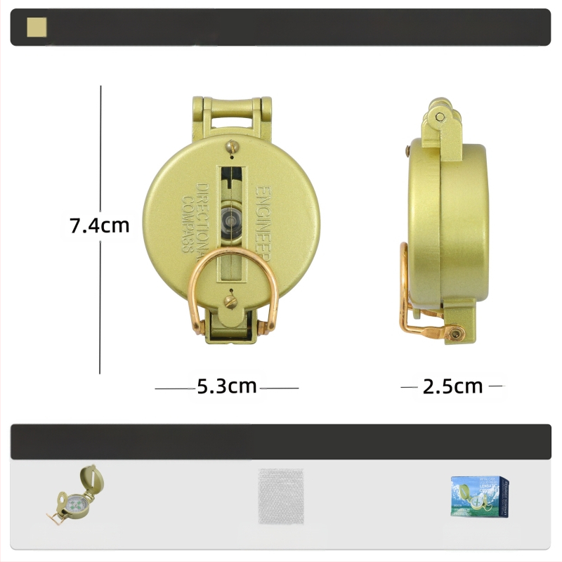 Välistingimustes kasutatav multifunktsionaalne kompass telkimiseks, maastikul kasutamiseks, põhjapoolse geoloogia kompass, Ameerika sõduri lahinguvarustus, metall