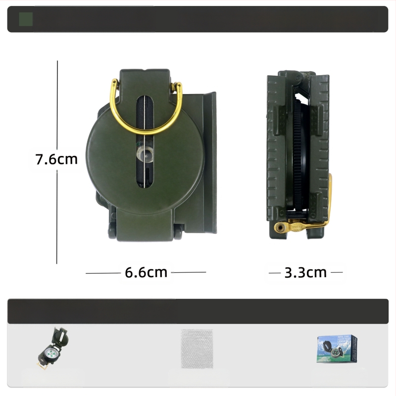 Välistingimustes kasutatav multifunktsionaalne kompass telkimiseks, maastikul kasutamiseks, põhjapoolse geoloogia kompass, Ameerika sõduri lahinguvarustus, metall