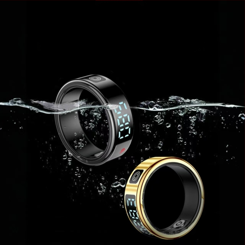 Must tehnoloogia digitaalne ekraan nutikas rõngas jälgib pulssi, verd, hapnikku, und, tervist, samm-sammult liikumine