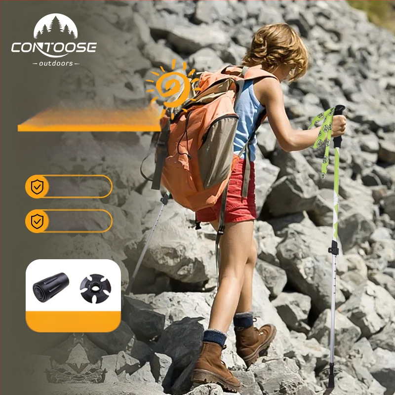 [Gamyklinis] Vaikiškas alpenstock lazdelės sulankstomas neslystantis aliuminio lydinio ramentas daugiafunkcis žygio vienetinis kartos didmeninė prekyba